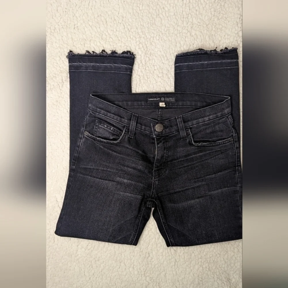 EUC Current/Elliott washed black raw/cuffed hem distressed straight leg cropped - Picture 1 of 10